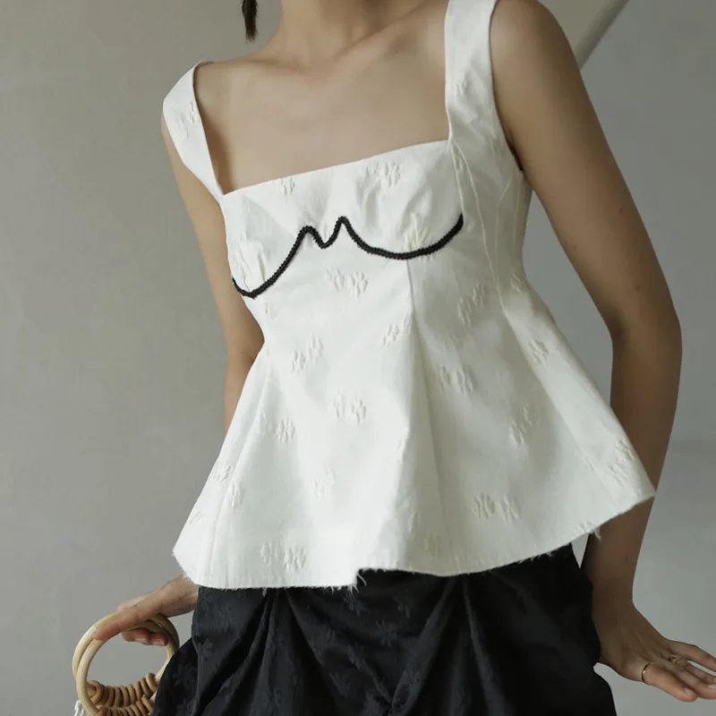 

LANMREM Women Vest Sleeveless Top White Color All-match Loose Fit Lady Fashion Tide Summer 2021 New Arrivals 2H073
