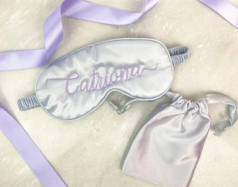 Маска для сна с вышивкой индивидуальная шелковая маска подружки невесты