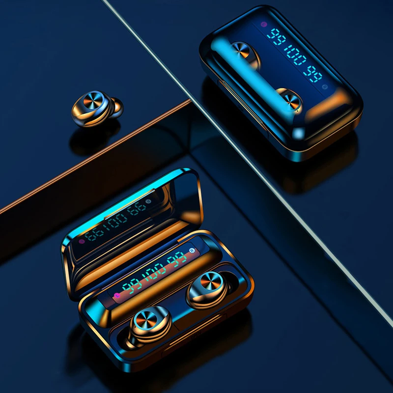 

ALECUCI F9-10 Wireless Earphones Bluetooth 5.0 Headphones Deep Bass Stereo Sports Headsets Earbuds with Mic LED Battery Display