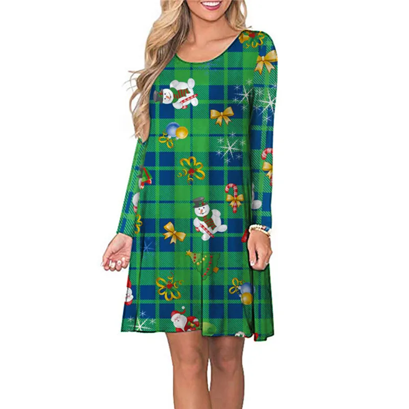 Женские зимние рождественские платья 2019 Новое поступление Рождественский