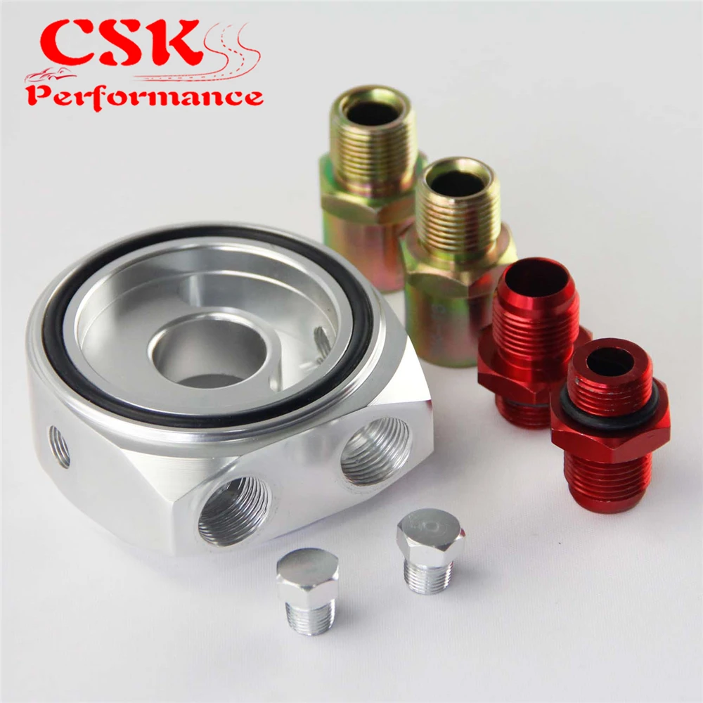 AN8 Oil Cooler Plate Sandwich Adapter for M20 X 1.5MM 3/4&quot 16 UNF Filter - Red Silver Black Blue Gold Purple | Автомобили и