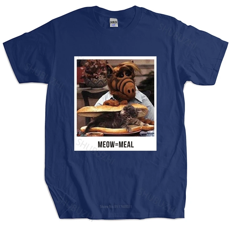 New fashion t-shirt cotton tees Alf T Shirt Meow T-Shirt Short Sleeve Printed Tee mens brand tshirt male gift tops | Мужская одежда