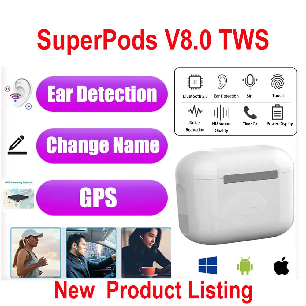 TWS наушники HUILIAN F SuperPods V8.0 с микрофоном и функцией шумоподавления|Наушники