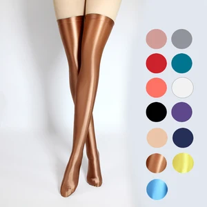 Однотонные блестящие шелковистые эластичные чулки, новые цвета, Детские двухмерные тонкие спортивные чулки до колен, товары для плавания
