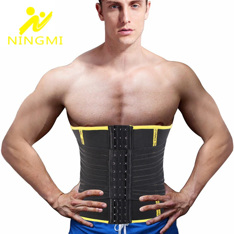 

NINGMI Men Underwear Slimning Waist Trainer Body Shaper Neoprene Sauna Shaper Pulling Strap Modeling Belt Shapewear Faja Cincher