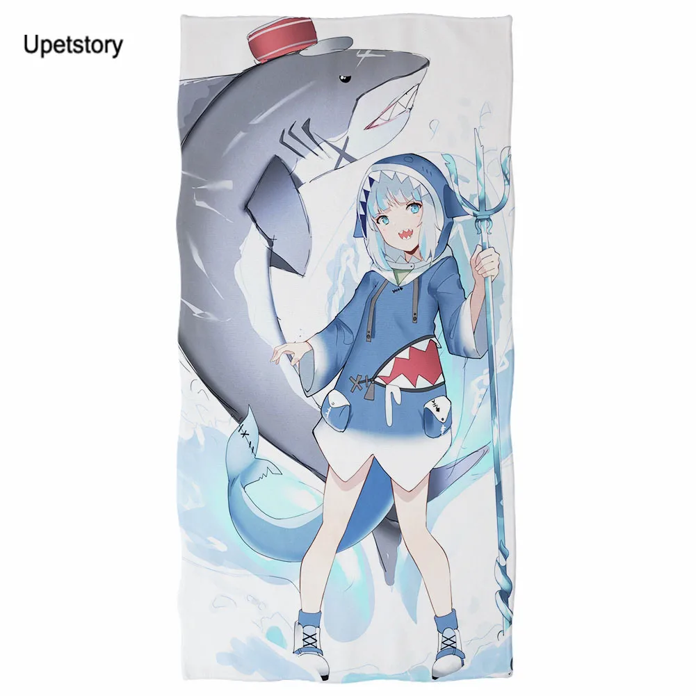 

New Anime Hololive EN Gawr Gura Printed Bath Towel for Adults Kids Soft Face/Hair/Shower Towels Soft Cozy Beach Towels