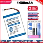 Аккумулятор LOSONCOER 616-0206, 616-0183, 1400 мА  ч, для Apple Ipod Classic, U2, A1059, 20, 40 ГБ