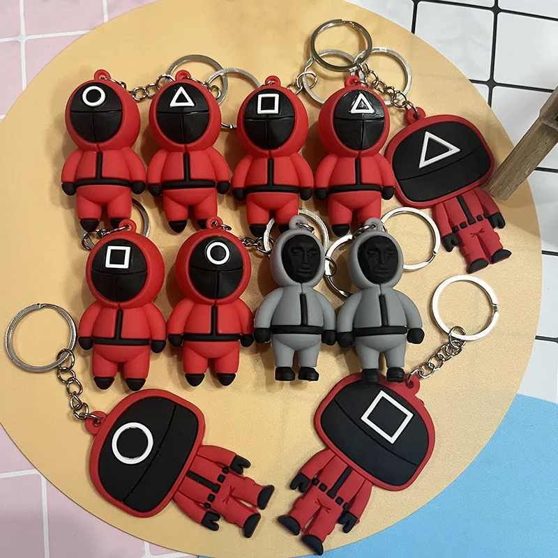 

South Korea Squid Game Keychain Surrounding Soft Silicone Three-dimensional Doll PVC Bag Pendant Key Chain Jewelry