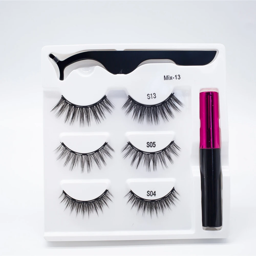 

3 Pairs Magnetic Lashes Makeup Set Magnetic Liquid Eyeliner Eyelashes Waterproof Long Lasting 2021 Hot Selling Cosmetic Beauty