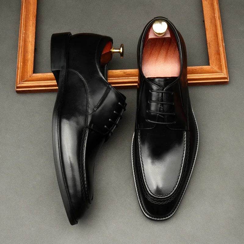 Мужские деловые классические туфли из натуральной кожи мужская обувь высокого