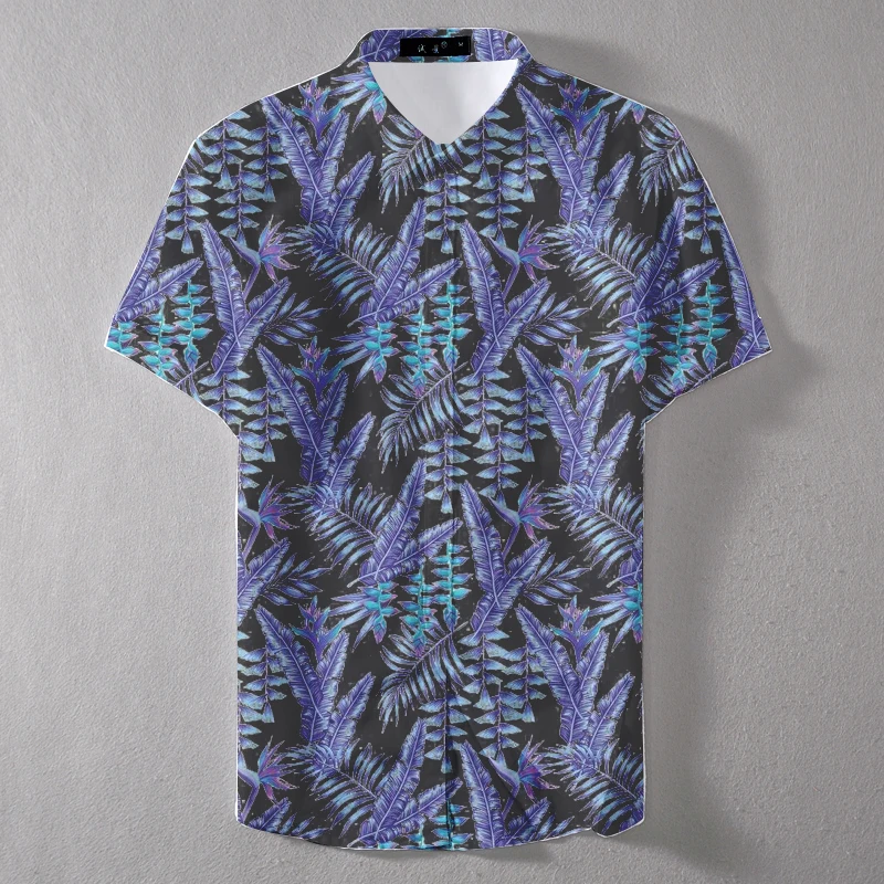 Style5 Summer Short Sleeve Hawaiian Colorful Leaf Custom Man Casual Shirt - Цвет: Style5