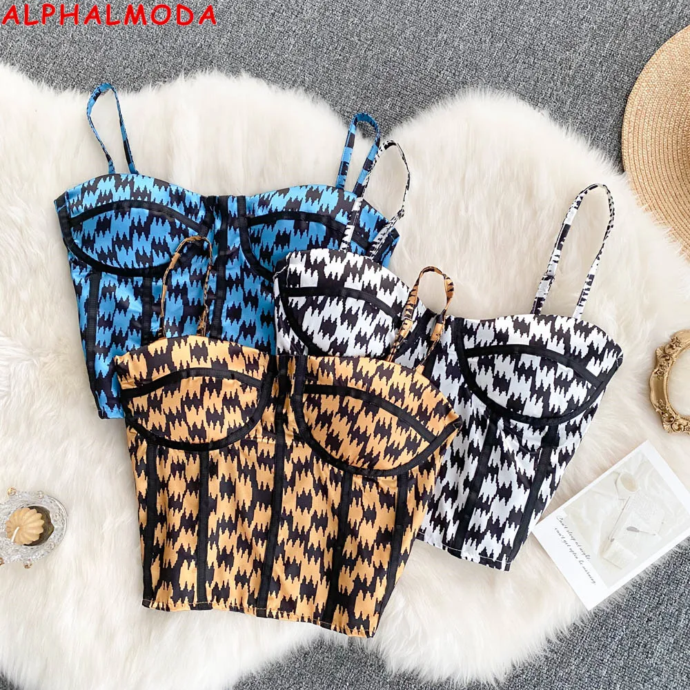 

Женский облегающий бюстгальтер ALPHALMODA, бюстье, жилет, Модный укороченный топ 2021