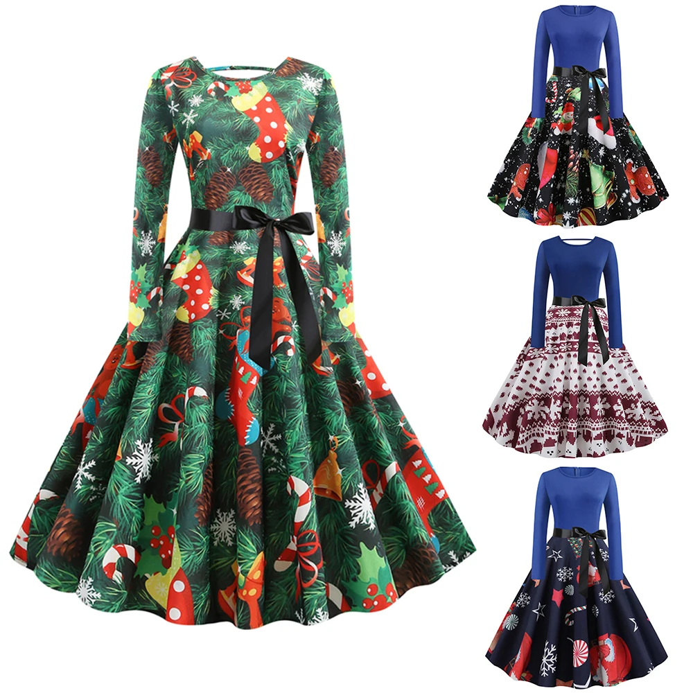 Puimentiua осень 2019 женское платье с длинным рукавом рождественское приталенное