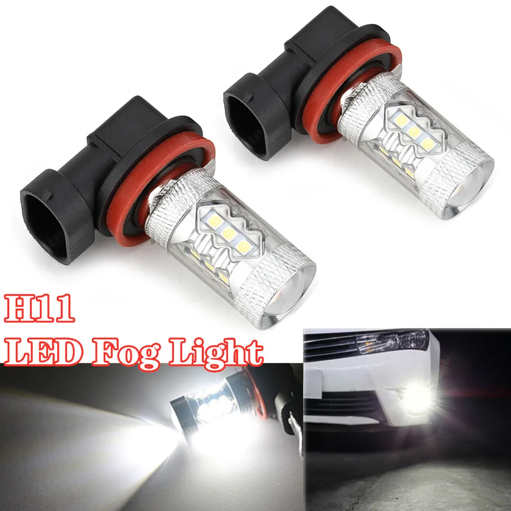 

80W Daytime Running Lights LED Fog Light Headlight Bulb H8/H9/H11 6500K Globe Bulb Projector Head Light DRL Replacement