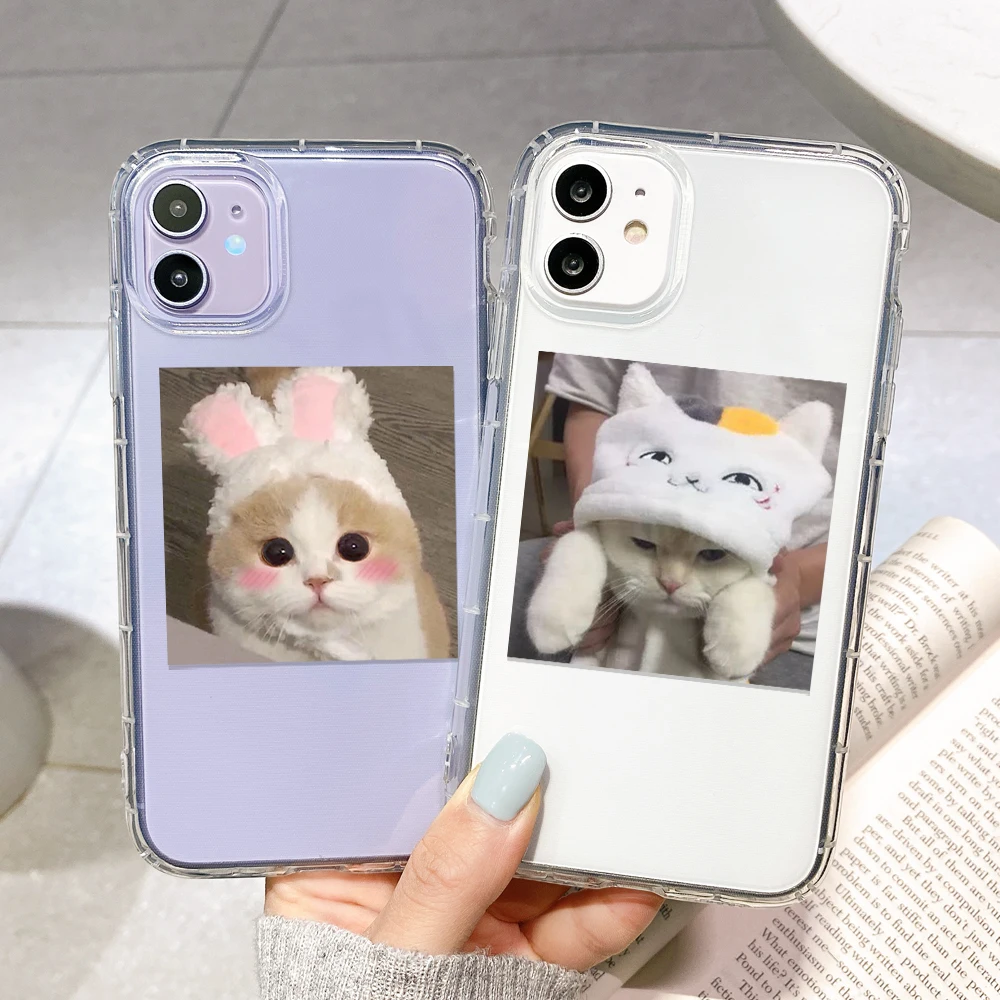 

Funda For iPhone 11 Pro Case iphone 11 12 Pro Max 13 Mini 8 7 6 6s Plus SE 2020 Capa Soft TPU Cute Cat Clear TPU Silicone Covers
