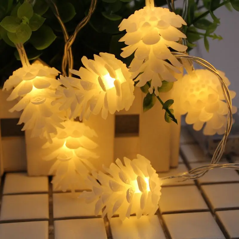 

Pine Cones Fairy Lights Holiday Led String Lights Warm White Wall Decoration USB Fashion Indoor Bedroom Party Ornament Luz Led