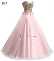fashion embroidery prom dresses 2021 crystal tulle floor length plus size robe de formal evening homecoming party gown bm738