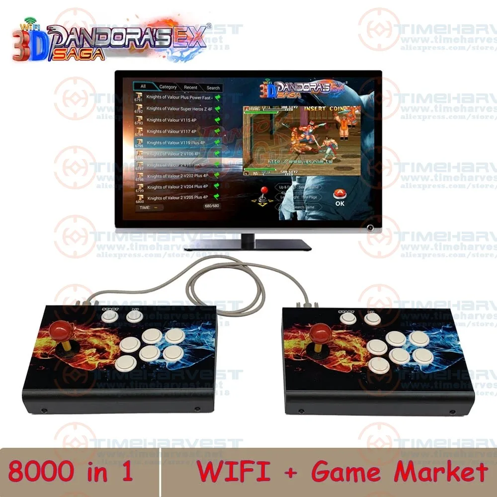

3D Wi-Fi Pandora Сага EX 8000 в 1 многофункциональные Джойстики для экономии аркадных игр коробка Pandora Ретро игровая консоль шкаф 4 игрока