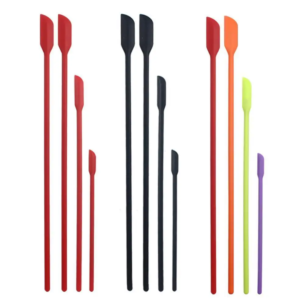 

4pcs/set Hot Sales Mini Spatula Long Cosmetic Bottle Spatula Brush Non-stick Silicone Scraper Make Up Tool