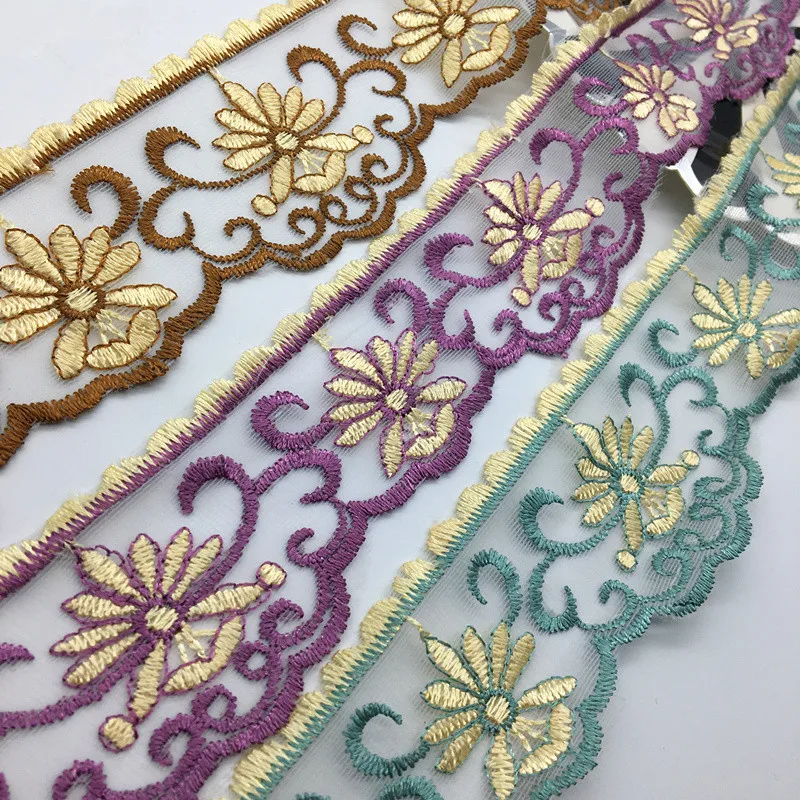 Вышитые коричные ленты 13 м/рулон DIY 36 мм широкие кружевные отделки для шитья | Дом