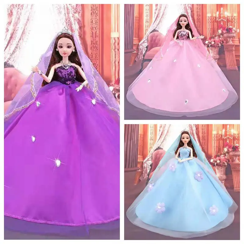 

High Quality Fashion Wedding Dress With Veil for Barbie Doll Clothes Outfits Bridal Gown 1/6 BJD Dollhouse Accessories DIY Toy