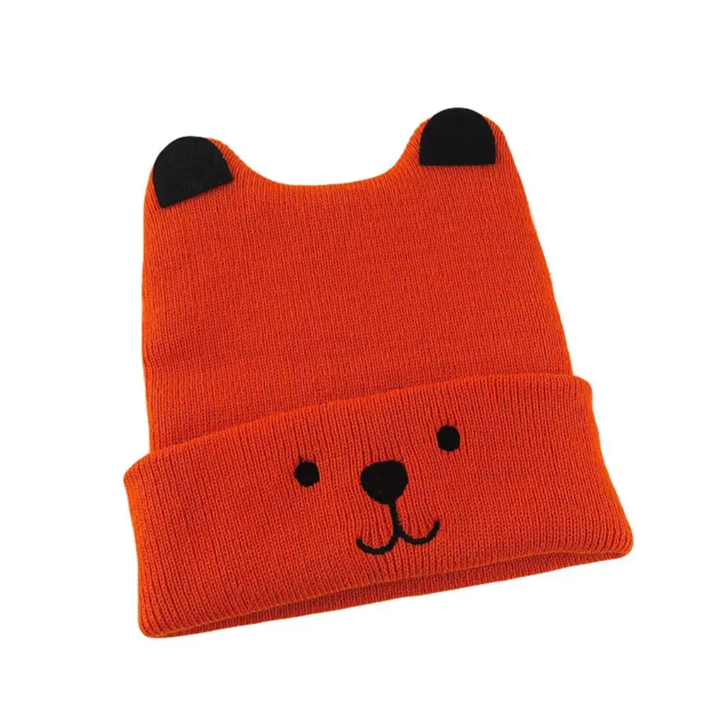 Милая шапка с медвежьими ушками для маленьких девочек и мальчиков вязаная