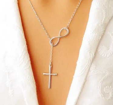 

Europe and the United States cross-border jewelry fashion simple good luck number 8 cross short necklace necklace female