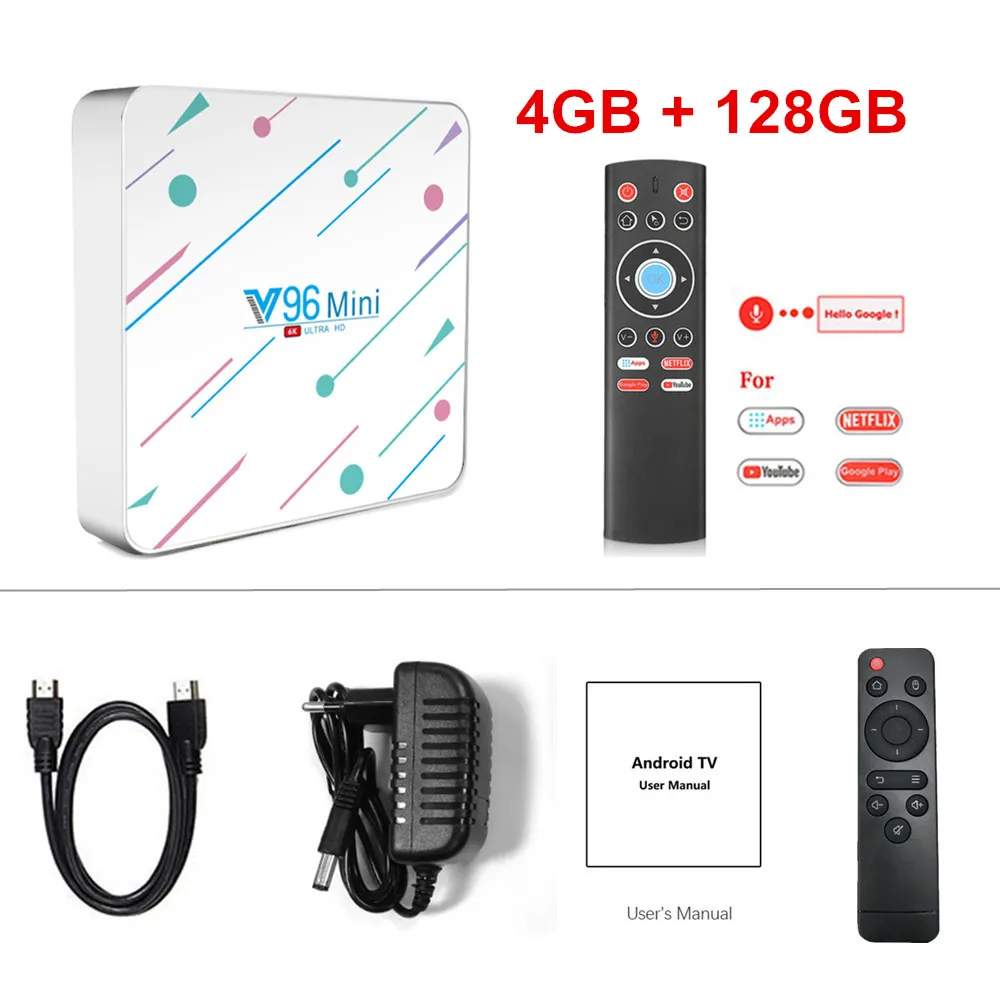 4G128G voice control V96 мини ТВ коробка Android 9,0 Allwinner H6 4 ядра, 4 Гб 128 6K H.265 Wi-Fi V96mini 32 ГБ/64 Гб Smart tv Box HD Netflix Youtube - Цвет: 4G128G voice control
