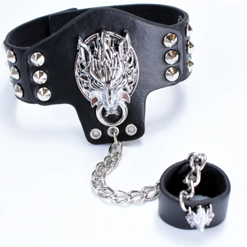 

Vintage Punk Skull Chain Link Bracelet Gothic Black Leather Skeleton Rivet Cuff Bangle for Women Men Party Jewelry Accessories
