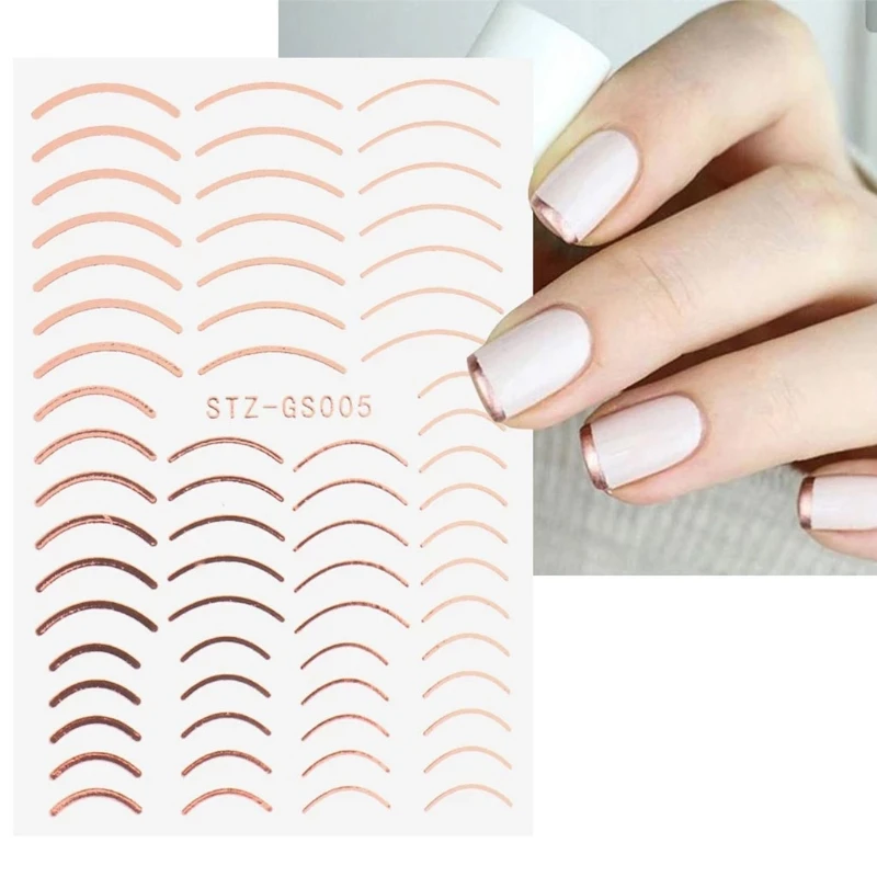 

Q1QD French Line Nail Stickers 3D Stripe Self Adhesive Striping Nails Art Decals for Women Home Manicures Salon DIY Decoration