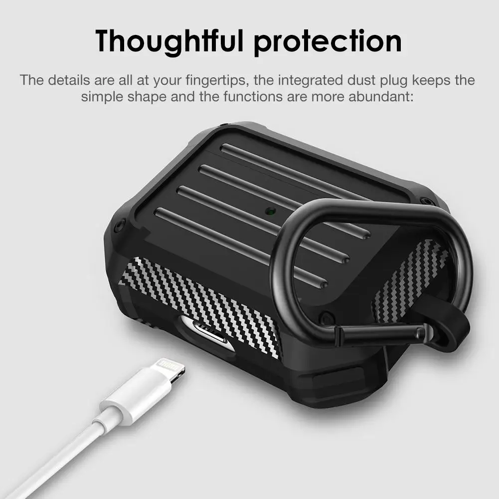 Чехол для наушников Airpods Pro из углеродного волокна пылезащитный прочный защитный