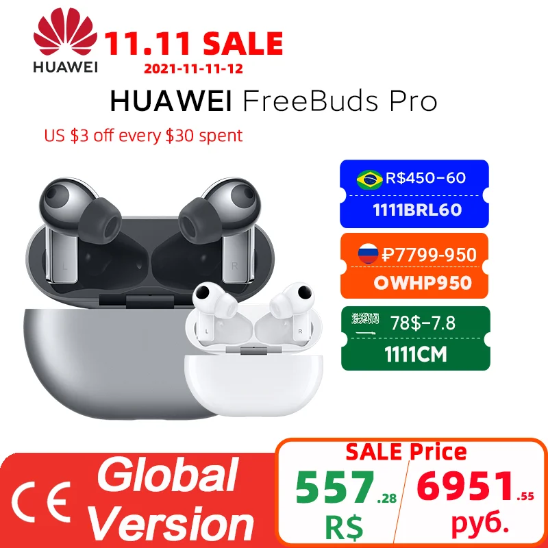  HUAWEI Freebuds Pro Smartearphone с функцией ANC для Mate 40 Pro P30 Pro 