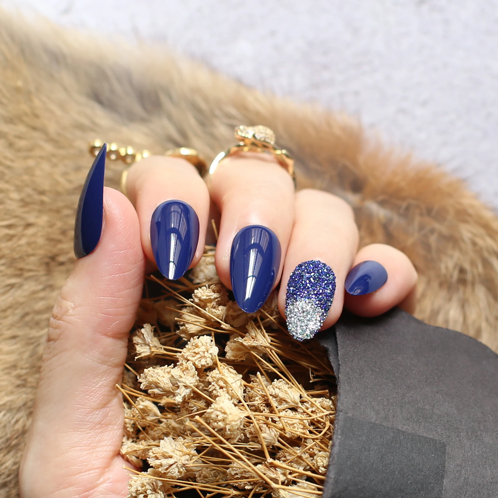 Рубиновый Красный Блестящий Порошок стилет УФ глянцевые накладные ногти черный