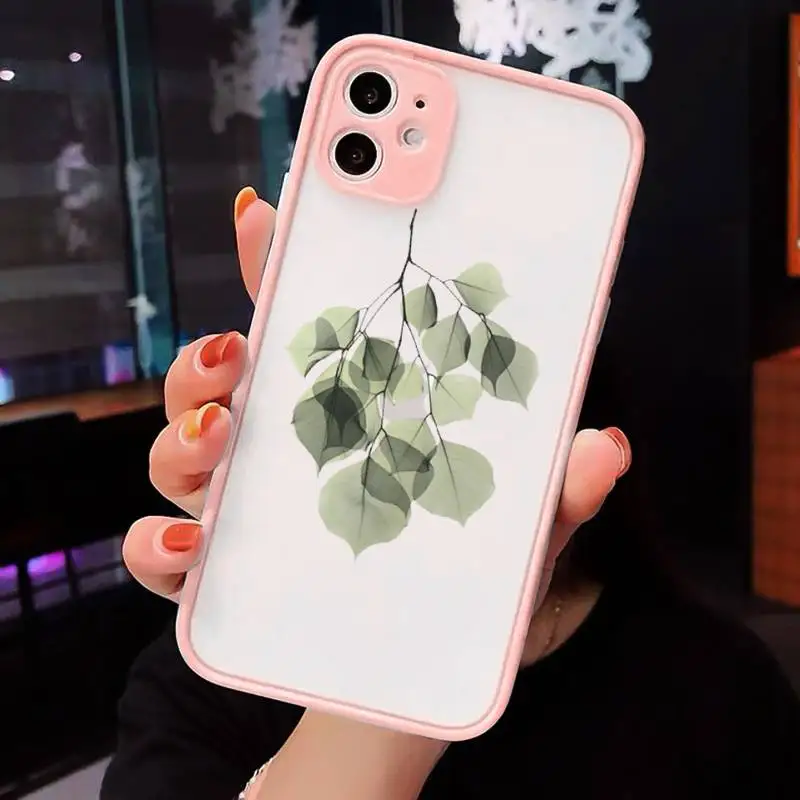 

Watercolor plants with flowers Phone Cases matte transparent For iphone 7 8 11 12 plus mini x xs xr pro max luxury brand cover