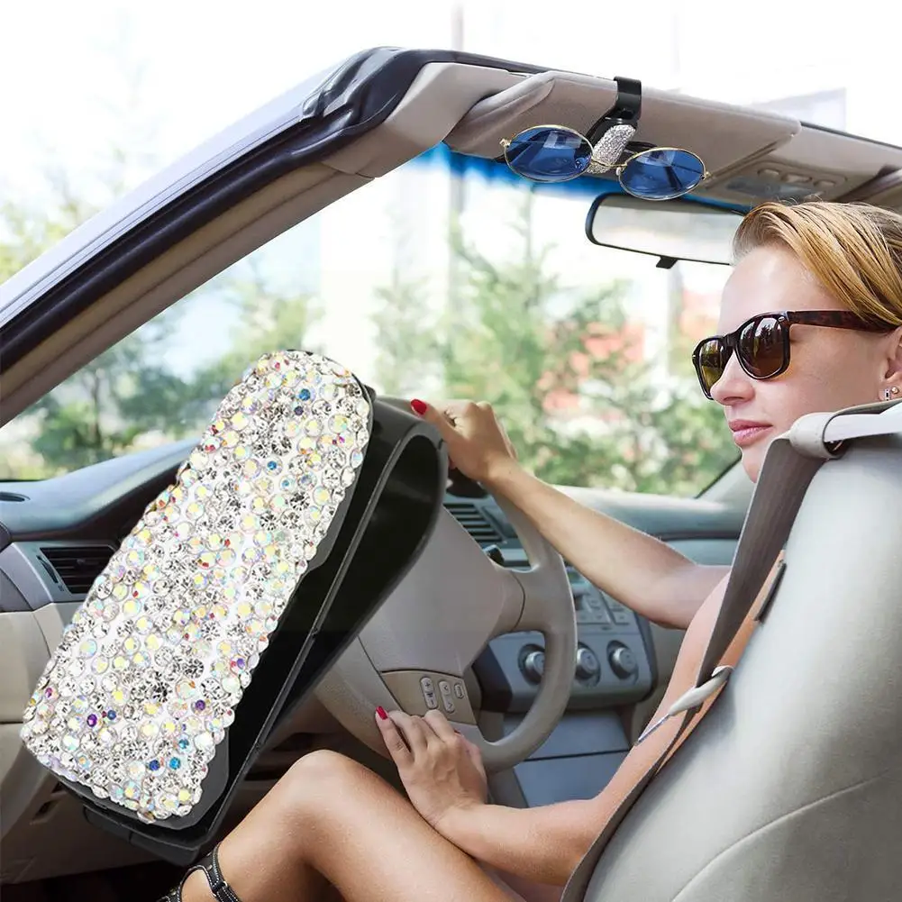 

Бриллиантовый зажим для очков, автомобильная вешалка для козырька, автомобильная Скоба для очков, фотобилетов для девочек, R3f8