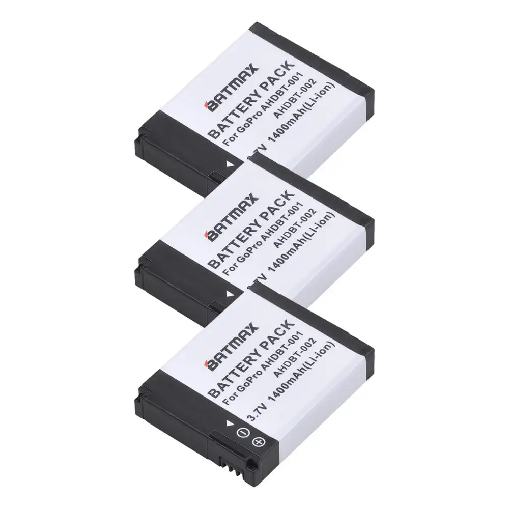 Аккумуляторная батарея Batmax для GoPro Go Pro HD Hero1 Hero2 Motorsports Surf Outdoor 960 1080P Edition 3 шт.|battery for
