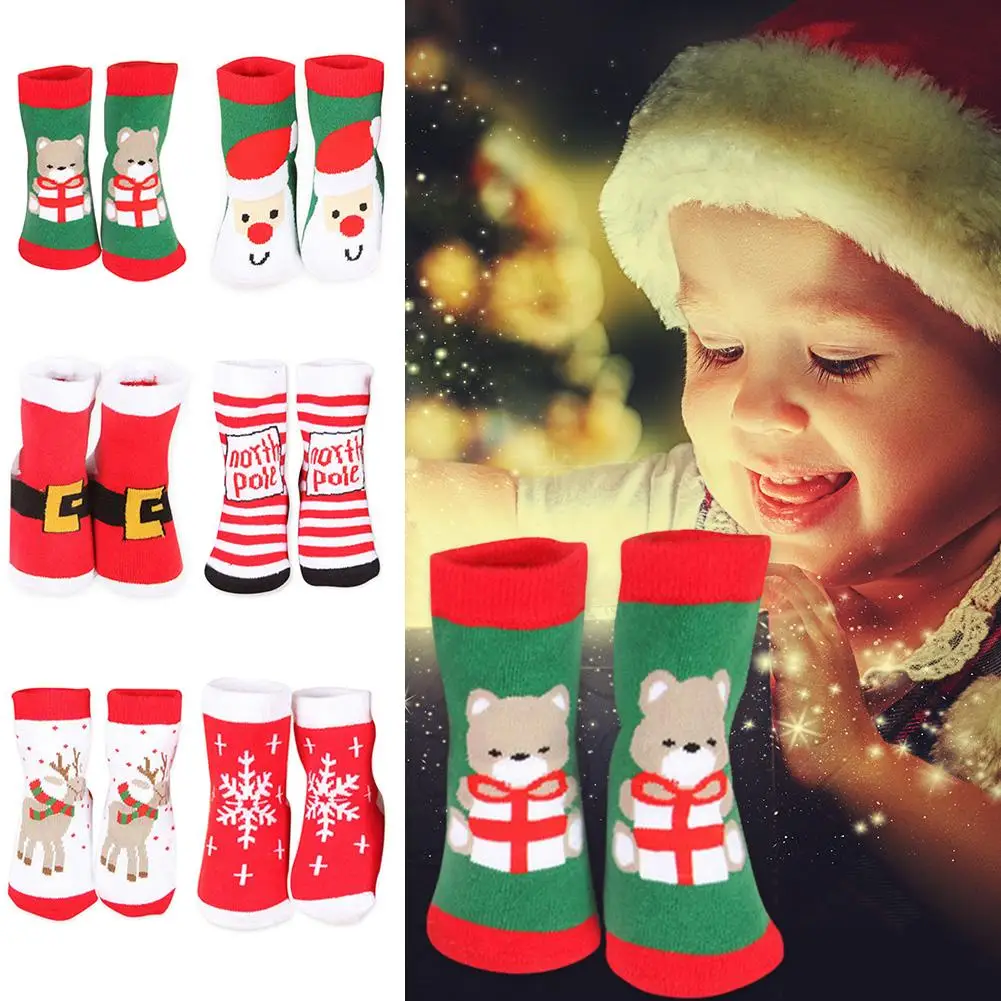 

Children Boys Girls Winter Socks Christmas M Code Ventilation Thickening Hairrings Cartoon Santa Claus Thick Warm Socks