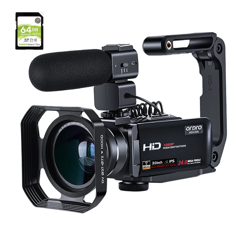 Видеорегистратор Ordro Z20 1080P Full HD ИК ночное видение 64 ГБ SD карта|Любительские