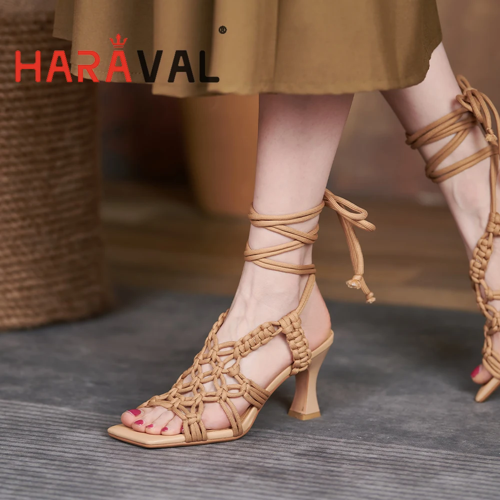 

Женские сандалии на высоком каблуке, с ремешком на щиколотке и перекрестной шнуровкой