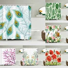 Цветы птицы перья занавески для душа ванная комната водонепроницаемые занавески для ванной с 12 крючками 3d печать полиэстер ткань для ванной экран