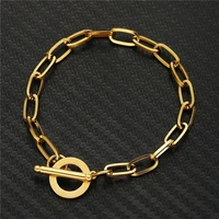 stainless steel ot buckle square chunky chain bracelets for woman men chunky toggle clasps bracelet male jewelry