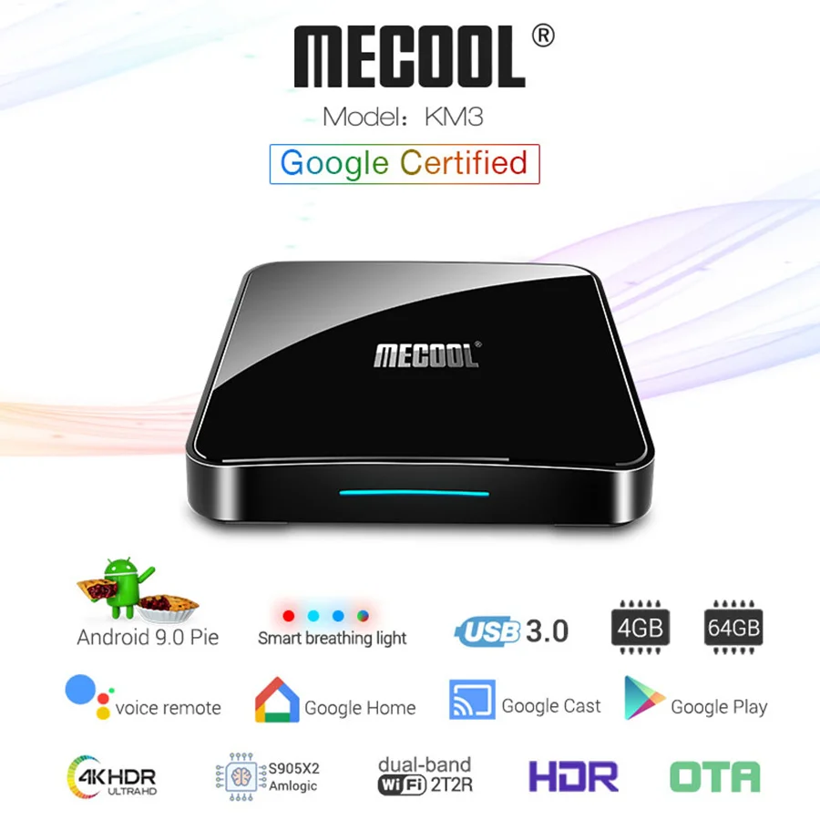 

Android 10 TV Box MECOOL KM3 ATV Android tv Google Certified 4GB 32GB 64GB Amlogic S905X2 4K 5G Dual Wifi Android 10.0 TVBOX