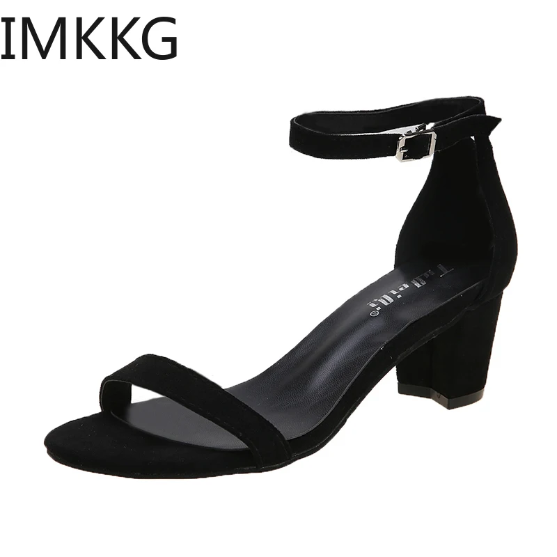 Сандалии женские с открытым носком однотонные босоножки на толстой подошве