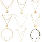 Многослойные ожерелья ожерелье из нержавеющей стали длинное ожерелье с подвеской женская цепь ожерелье для женщин ожерелье ювелирные изделия подарки Вечерние