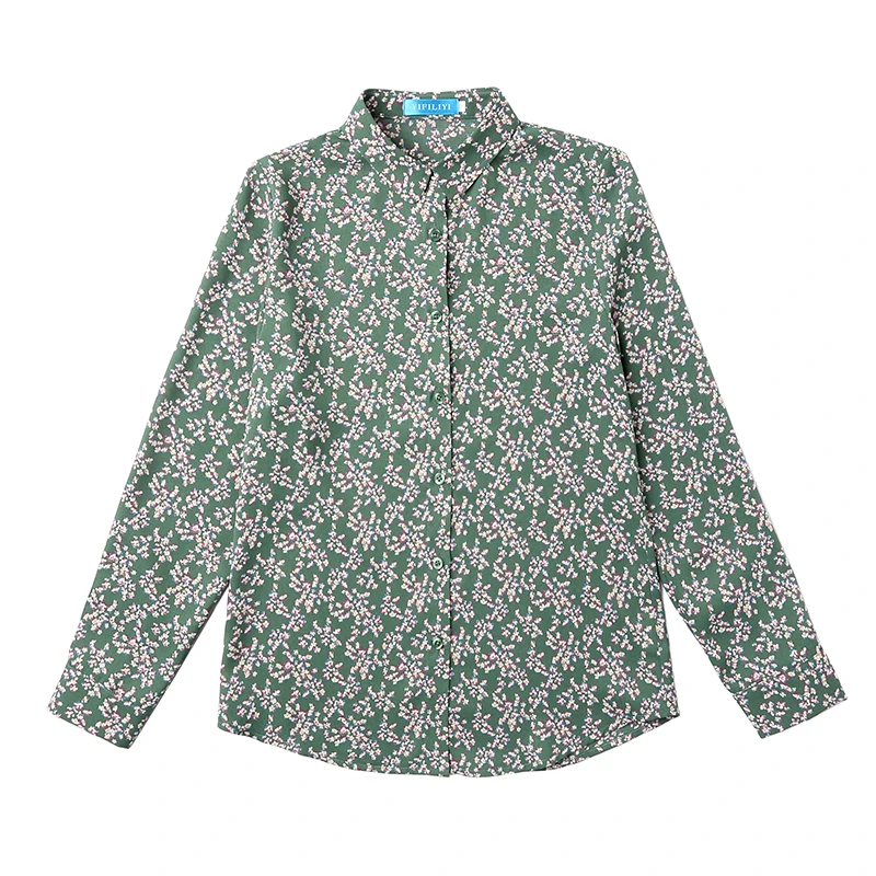 

COIGARSAM 3XL Plus Size Full Sleeve Shirt Womens tops New Spring Floral Print Chiffon Women shirts Pink Green Black 2290