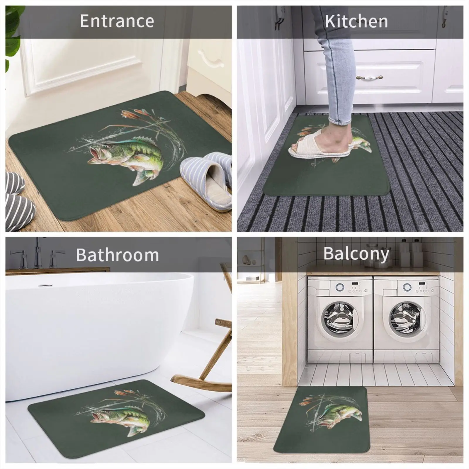 Bass Sketch Carpet Largemouth Fish Fishing Wildlife Freshwater | Дом и сад