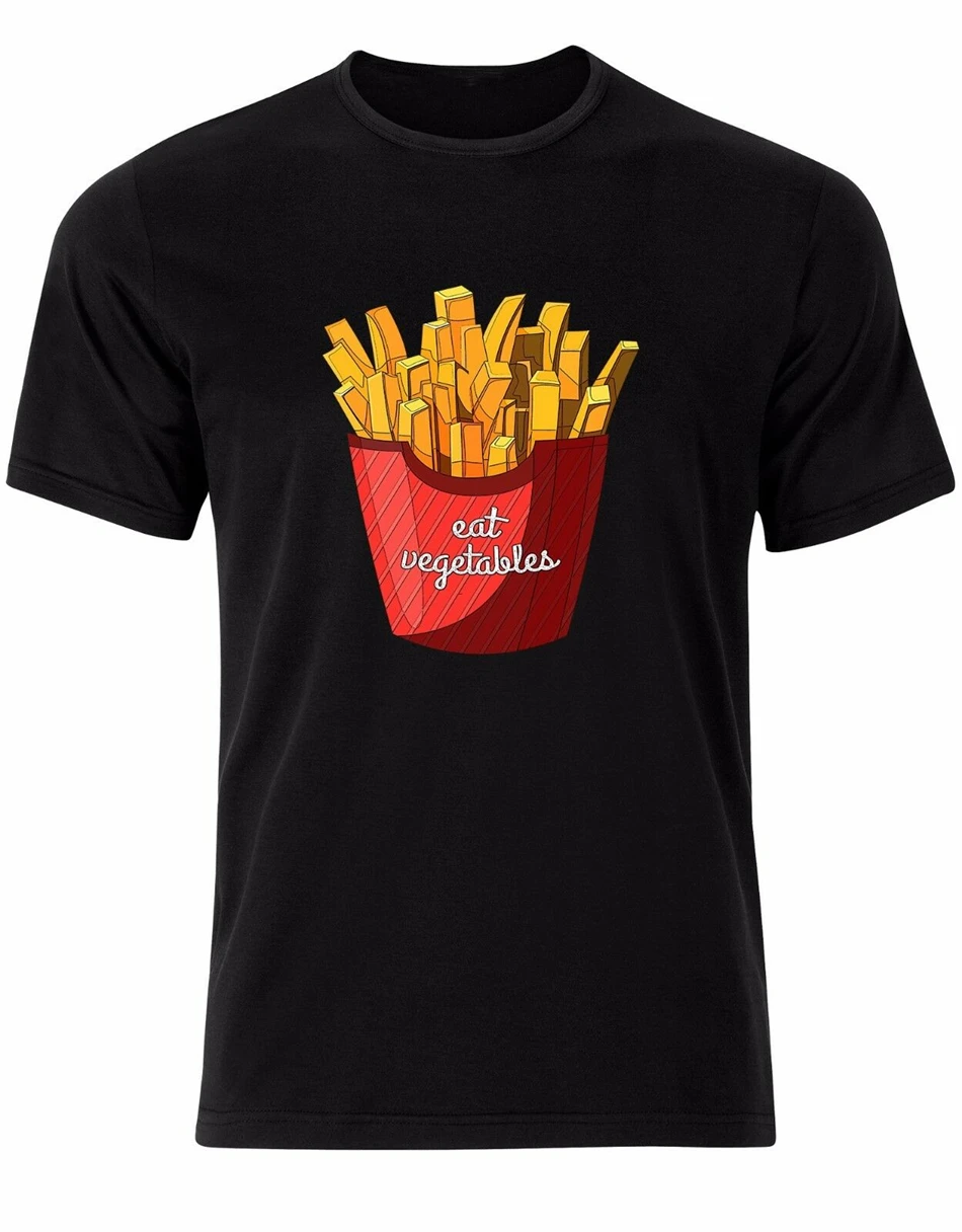 Eat овощи Смешные Чипсы Картофель фри вкусные мужские футболки Топ Футболка для