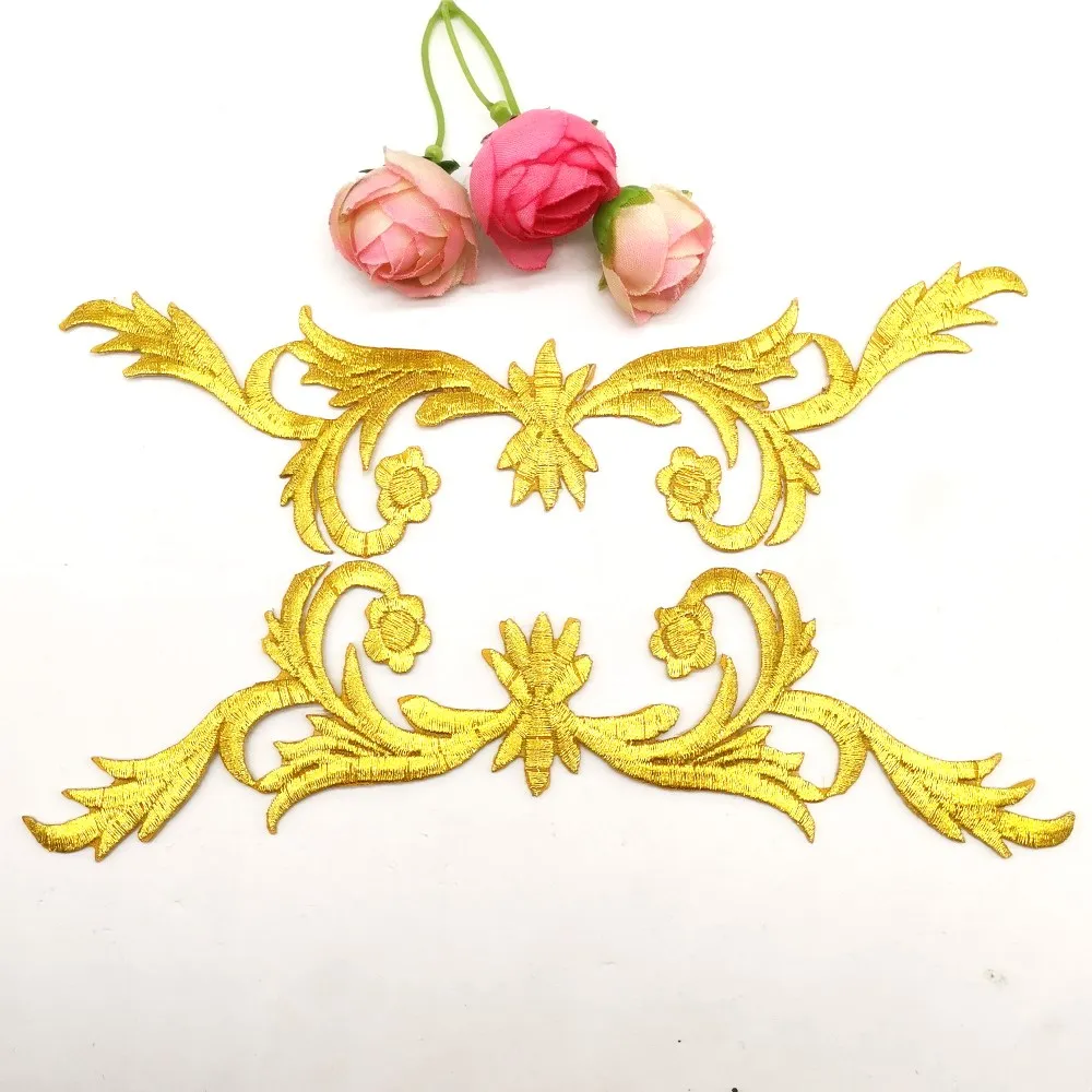 Нашивки с вышивкой утюгом Золотая Королевская корона цветок сделай сам