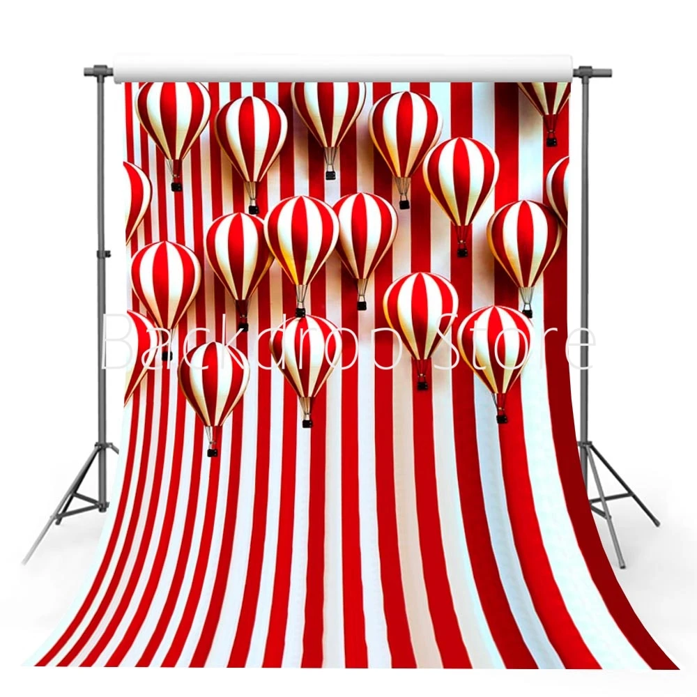 

Avezano Photography Backgrounds Red White Stripes Hot Air Balloon Backdrops For Photo Studio Photocall Photozone Decor Wallpaper