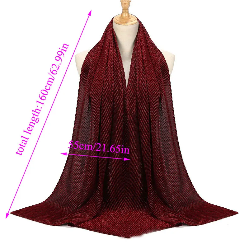 Мусульманский головной платок однотонный исламский хиджаб яркие шали шарфы